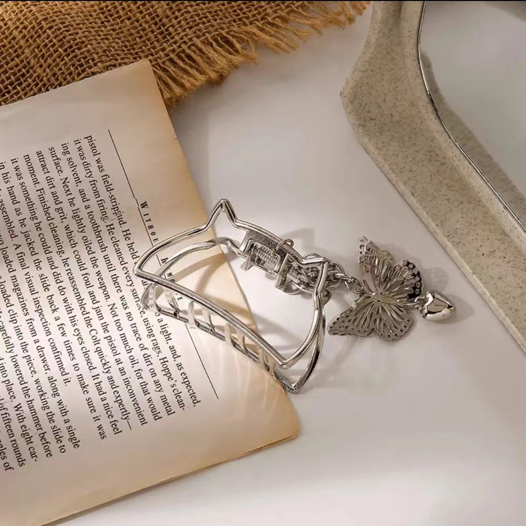 Super fairy romantic Butterfly Love Pendant clip sweet maiden temperament hair clip tassel hairpin plate hair ornament shark clip