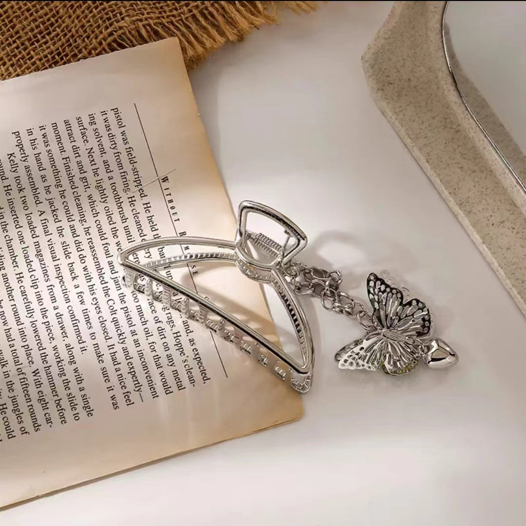 Super fairy romantic Butterfly Love Pendant clip sweet maiden temperament hair clip tassel hairpin plate hair ornament shark clip