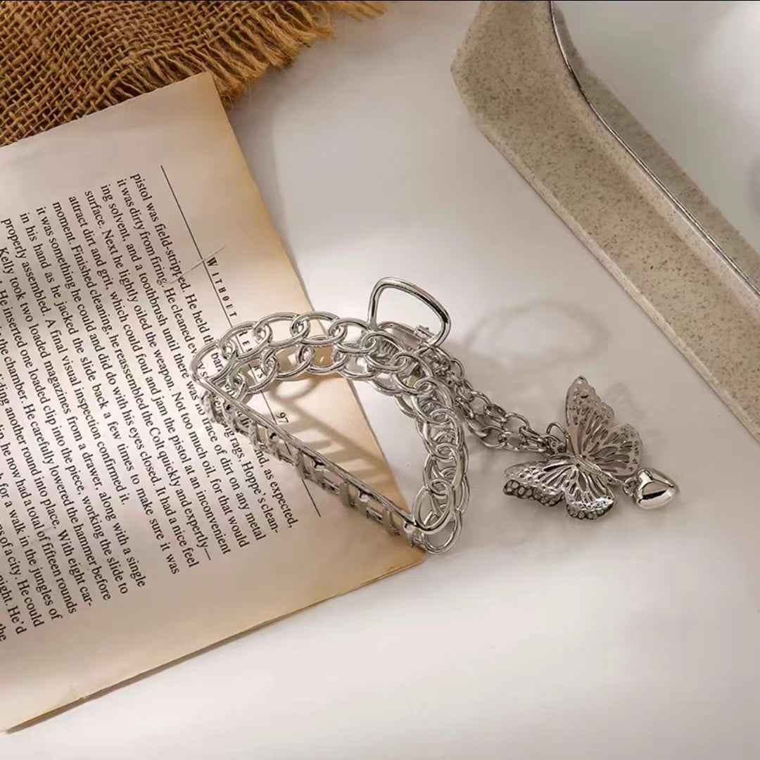 Super fairy romantic Butterfly Love Pendant clip sweet maiden temperament hair clip tassel hairpin plate hair ornament shark clip