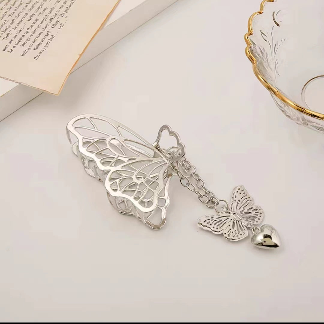 Super fairy romantic Butterfly Love Pendant clip sweet maiden temperament hair clip tassel hairpin plate hair ornament shark clip