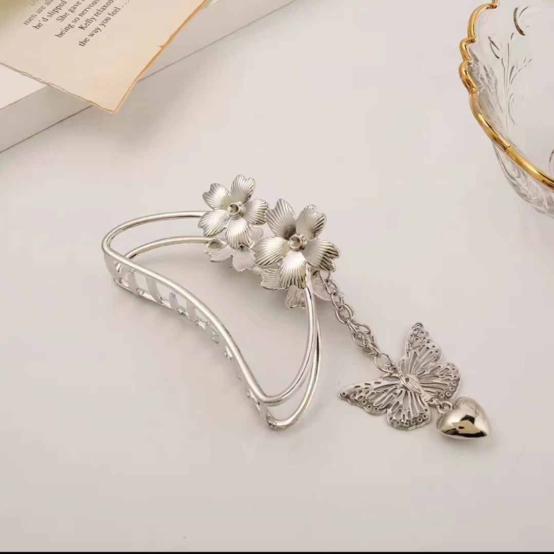 Super fairy romantic Butterfly Love Pendant clip sweet maiden temperament hair clip tassel hairpin plate hair ornament shark clip