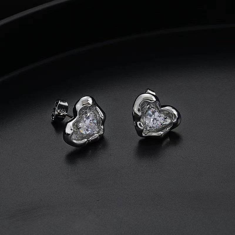 Love earrings female zirconia senior sense of sweet cool wind personality fashion versatile earrings ins niche design sense earrings