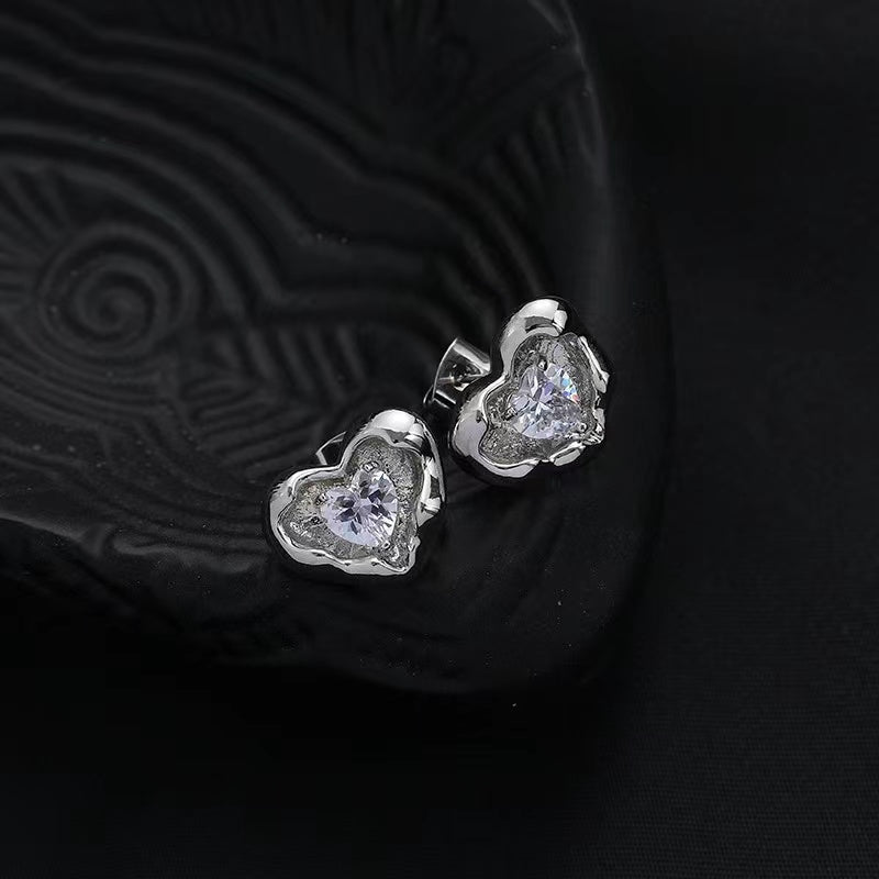 Love earrings female zirconia senior sense of sweet cool wind personality fashion versatile earrings ins niche design sense earrings