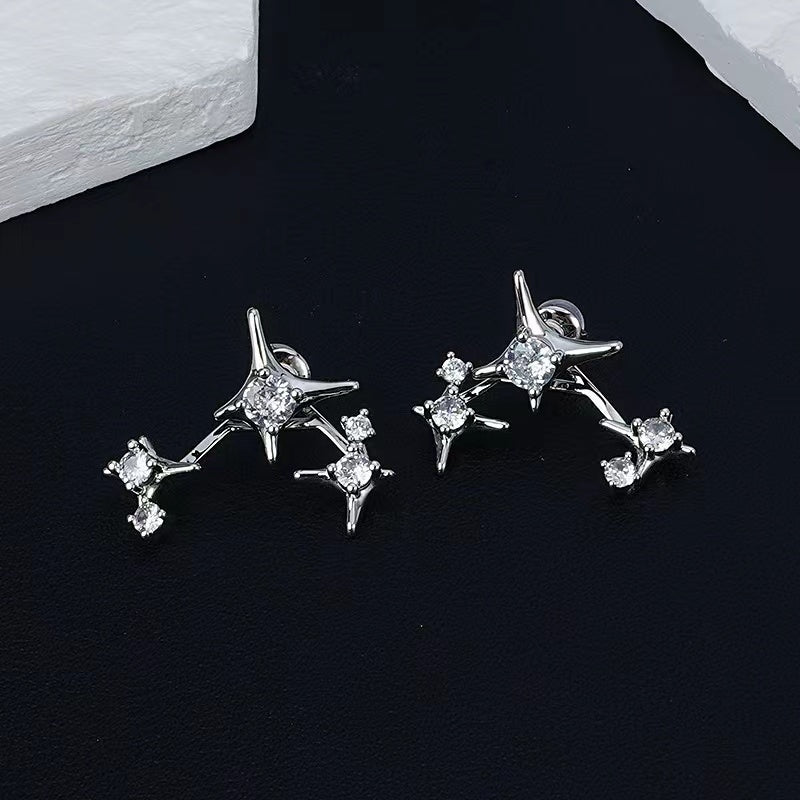 Four mangoes earrings female niche design sense net red geometric silver needle earrings autumn and winter with fashion senior sense earrings