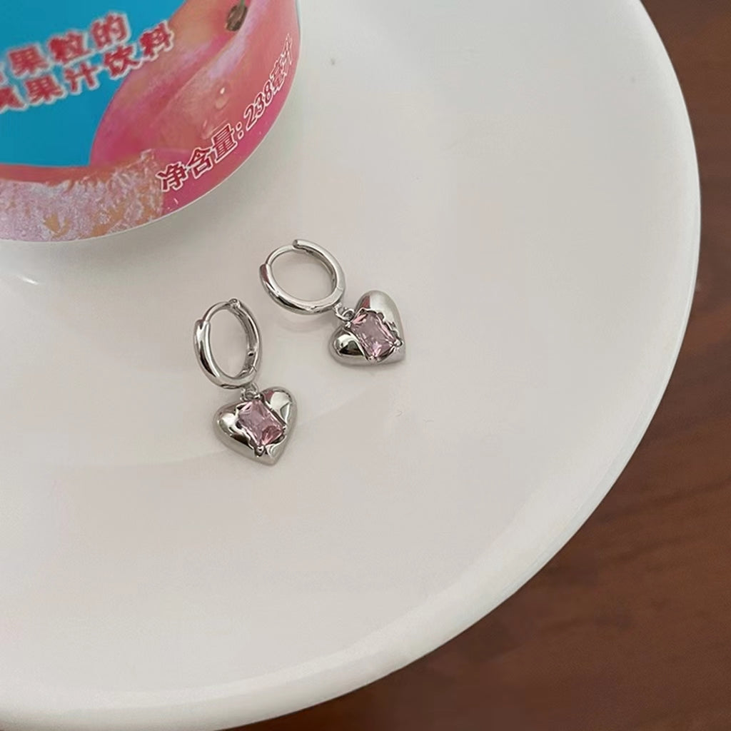 Pink diamond love earrings, female summer earrings, niche high-quality Earrings