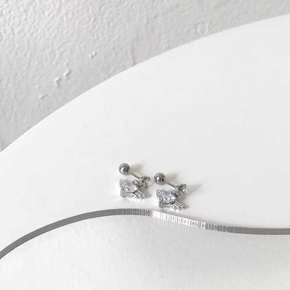 Love angel wings Earrings Pendant girl Heart Mini Earrings