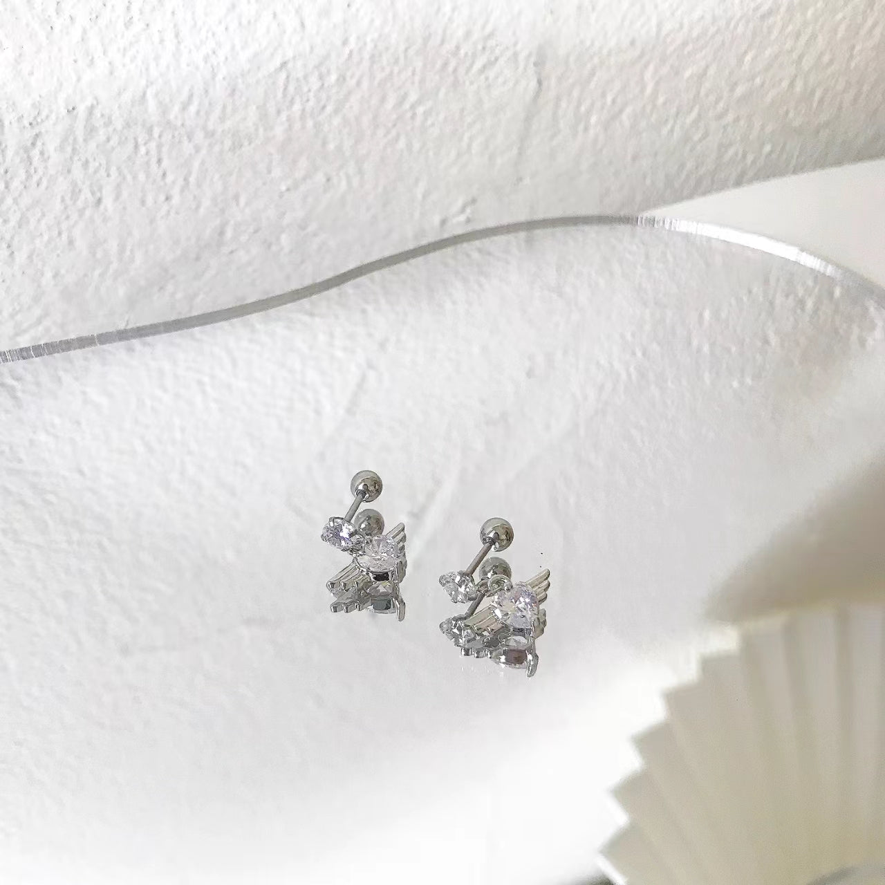 Love angel wings Earrings Pendant girl Heart Mini Earrings