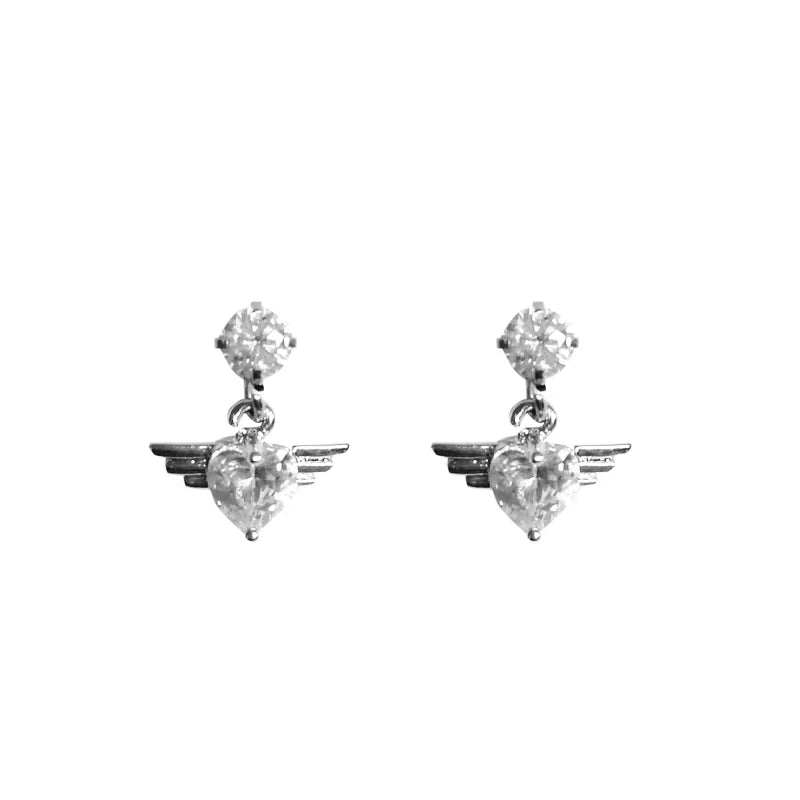 Love angel wings Earrings Pendant girl Heart Mini Earrings