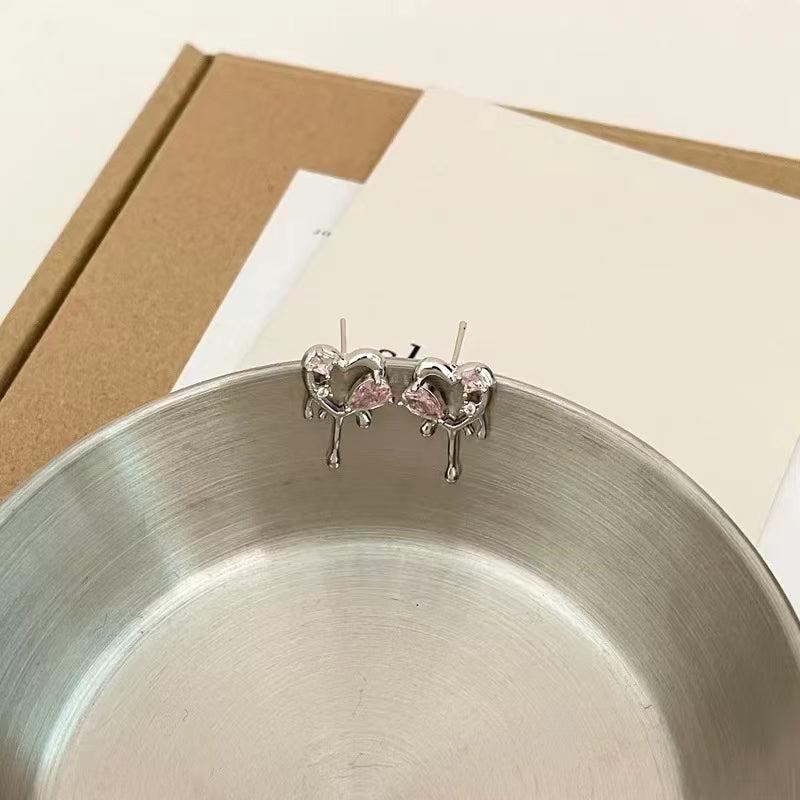 Pink lava wind metal sweet cool Earrings female Earrings
