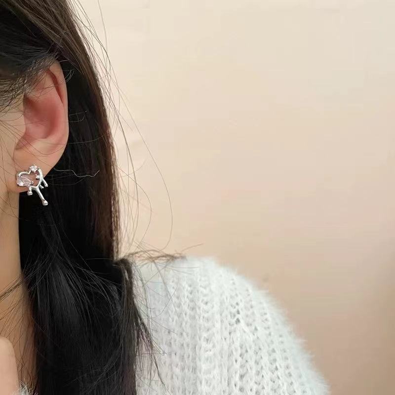 Pink lava wind metal sweet cool Earrings female Earrings