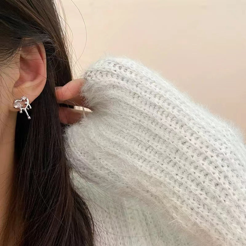 Pink lava wind metal sweet cool Earrings female Earrings