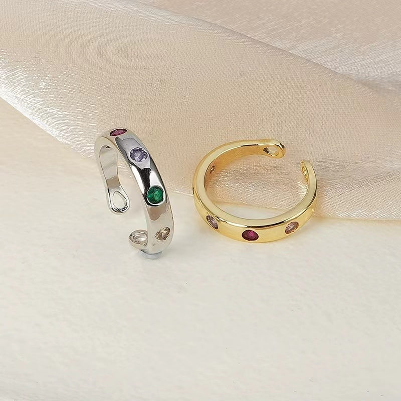 Europe and the United States net red with the same models niche design zirconia female ring popular fashion open ring