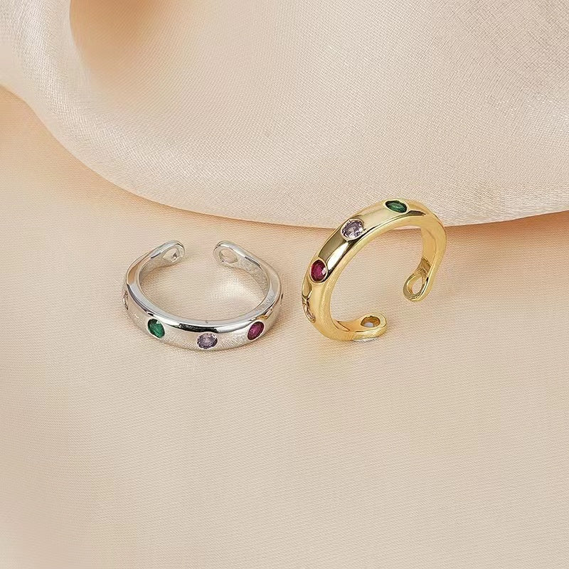 Europe and the United States net red with the same models niche design zirconia female ring popular fashion open ring
