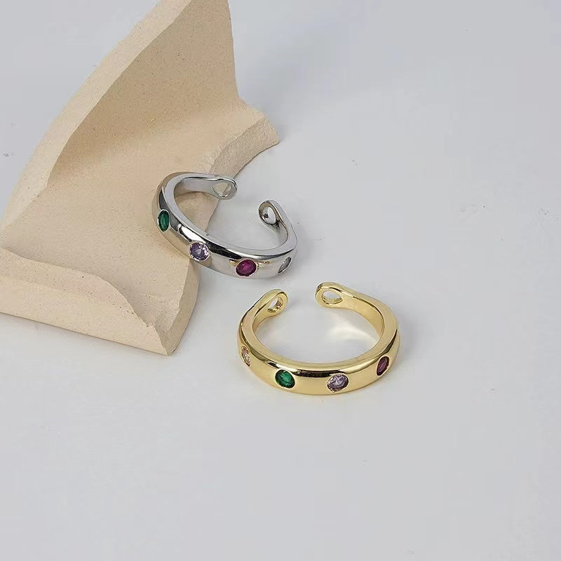 Europe and the United States net red with the same models niche design zirconia female ring popular fashion open ring