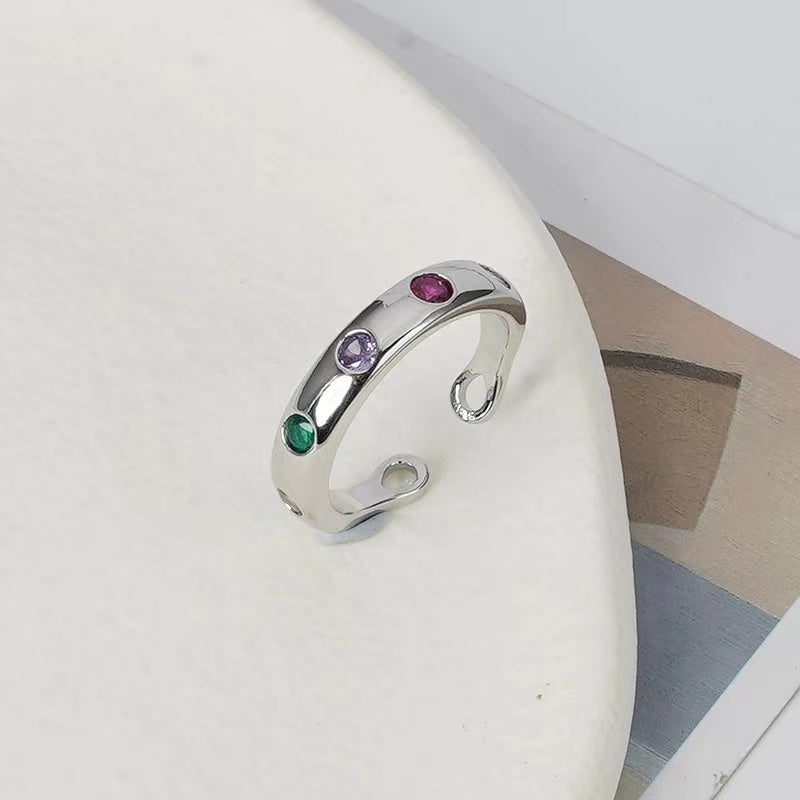 Europe and the United States net red with the same models niche design zirconia female ring popular fashion open ring