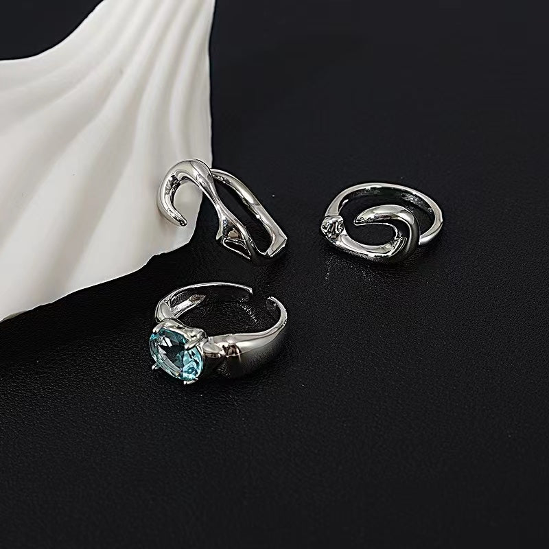 ring women ins niche design senior sense of personality simple and versatile geometric zirconia open index finger ring
