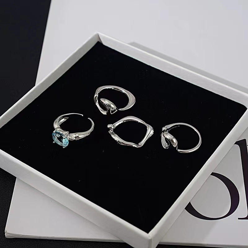 ring women ins niche design senior sense of personality simple and versatile geometric zirconia open index finger ring