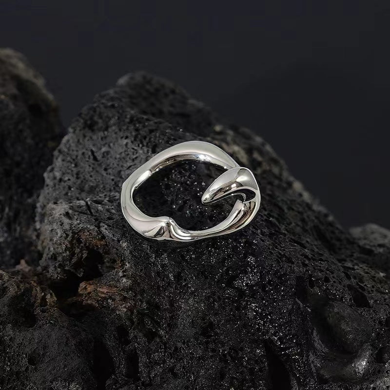 ring women ins niche design senior sense of personality simple and versatile geometric zirconia open index finger ring