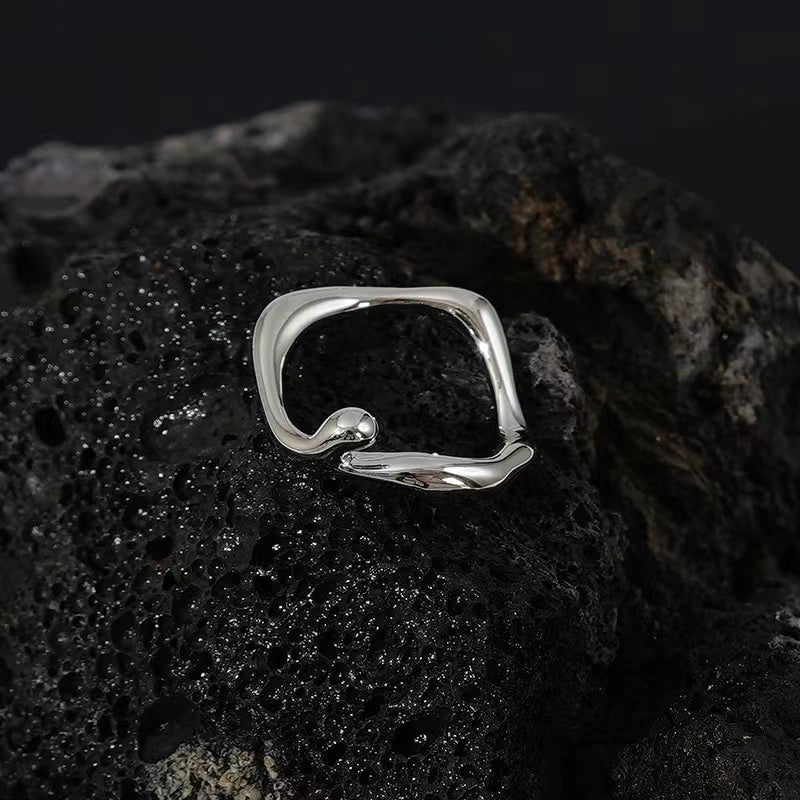 ring women ins niche design senior sense of personality simple and versatile geometric zirconia open index finger ring