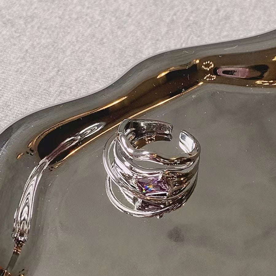 Purple Diamond Pendant, adjustable dream purple trend, sweet cool open ring, original ring of the minority
