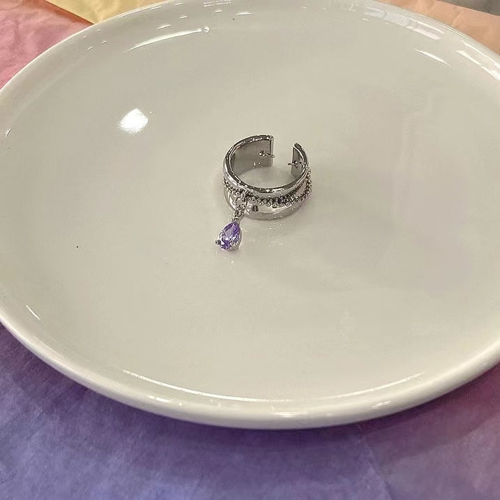 Hot girls bounty sharp tool Purple Diamond irregular cross Y2K ring, fashionable and cool design