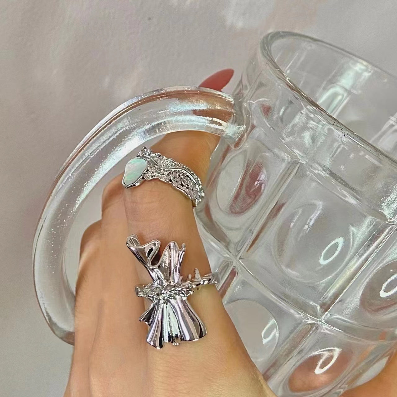 Magic Butterfly reverse design fold Y2K original heavy industry ring personality cool wind closed eyes series