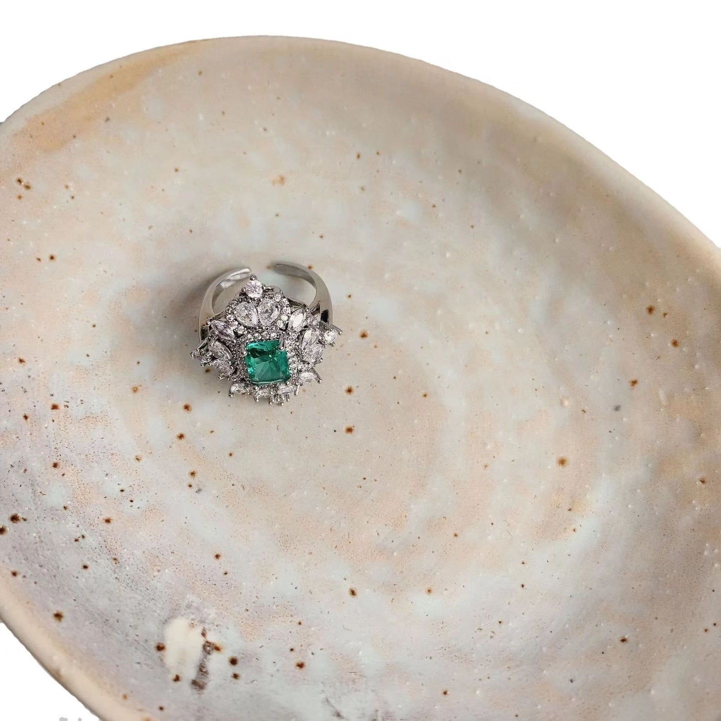 French sparkling diamond grandmother emerald ring (female)