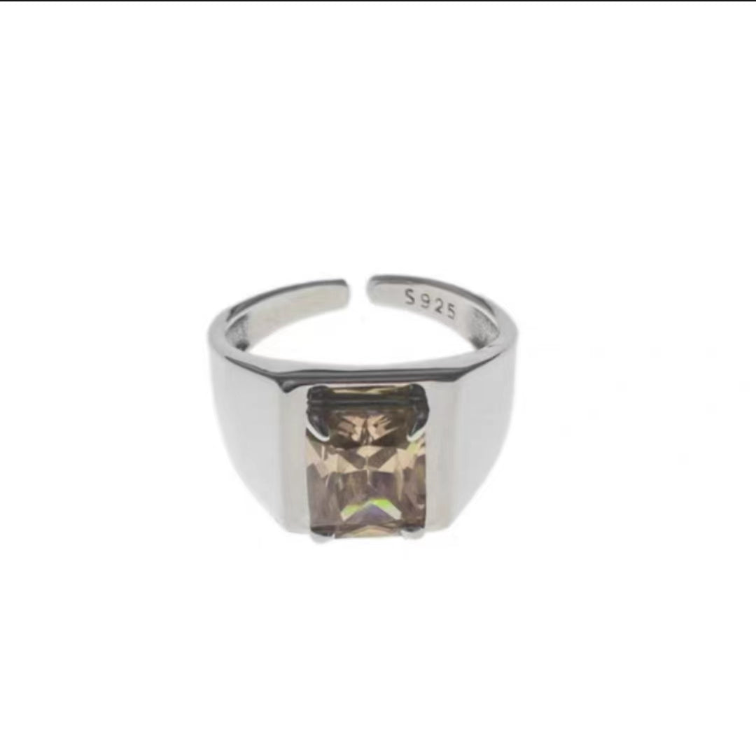 -Optional pink zircon heavy industry ring female ins cold wi