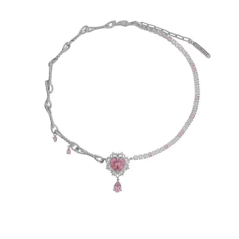 Electric cherry series necklace pink niche personality new collarbone chain senior sense of spicy girl necklace