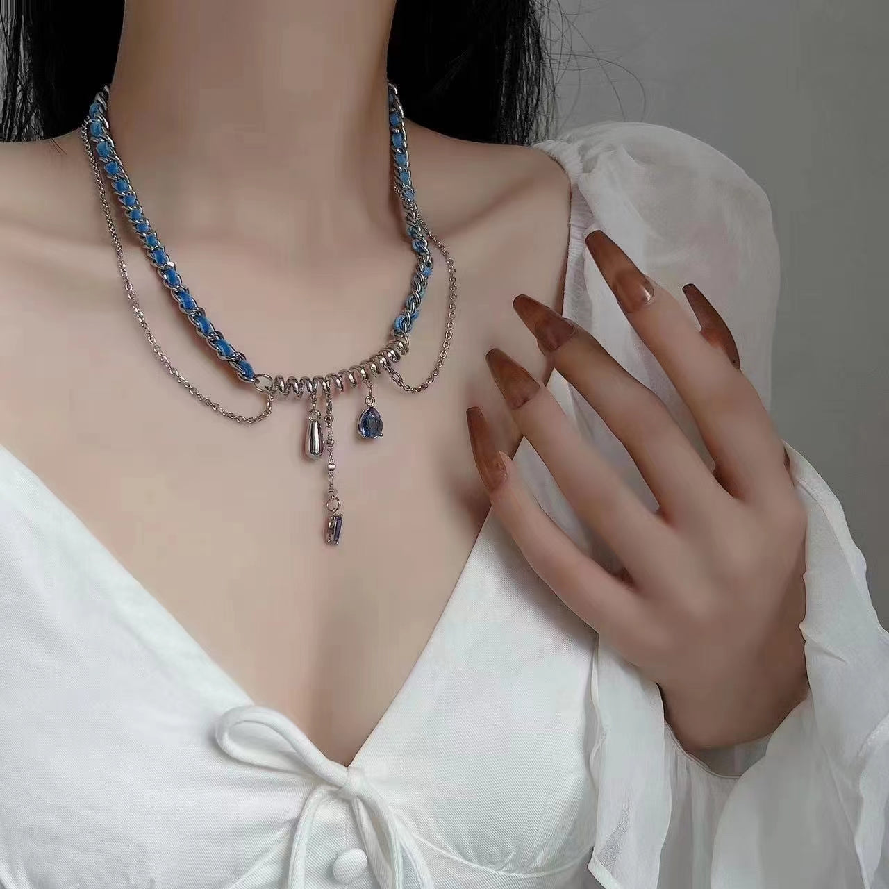 Voyage to the sea | the blue sky is calm, cool girl Y2K Necklace