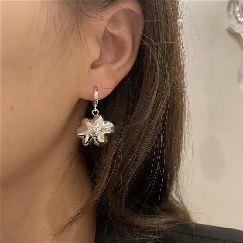 Personalized design: Pearl Starfish Earrings, the same necklace, smiling face, temperament, earrings, earrings, female