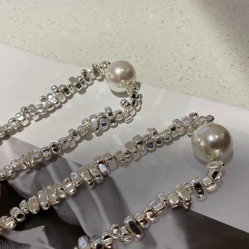 Sassy and sweet, personalized, versatile, stitched pearl necklace, high-level design sense, minority fringe, collarbone chain, INS accessories