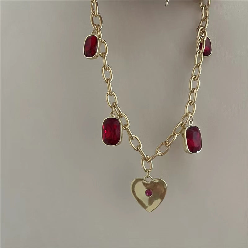 Love Ruby temperament chain French court brass plated 18K Gold Bracelet