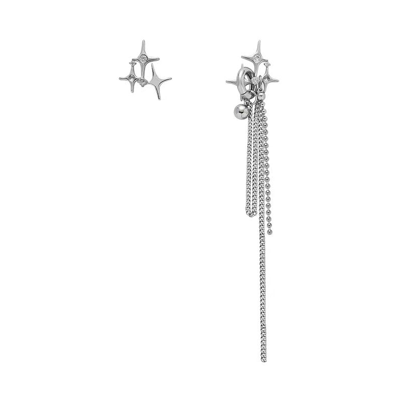 Original design star tassel asymmetric earrings female senior retro exaggerated unique minority