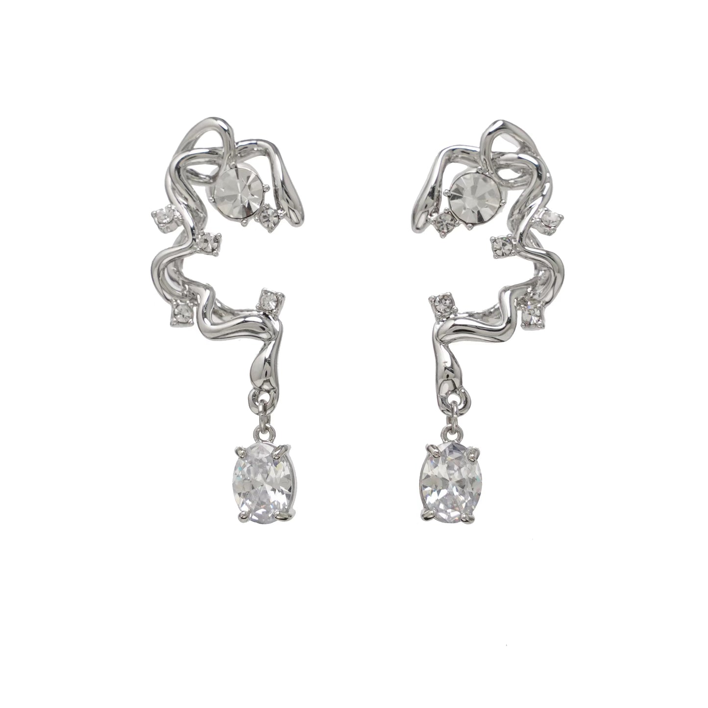 Original design, metal line winding earrings, female unique, exaggerated, simple, small
