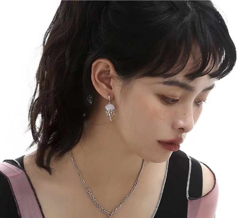 Jellyfish Series Ear Studs Earclip One piece Personality Small crowd Design Sense