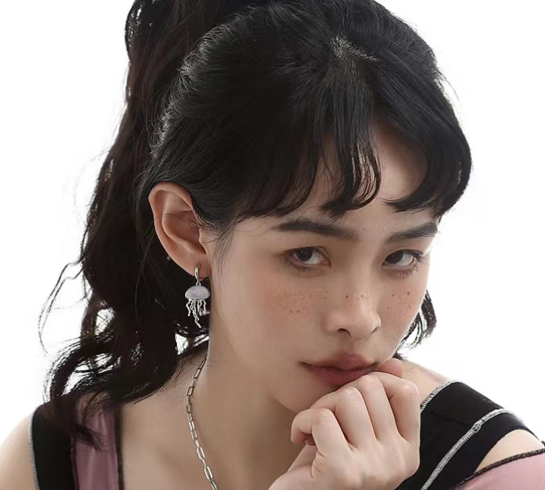 Jellyfish Series Ear Studs Earclip One piece Personality Small crowd Design Sense