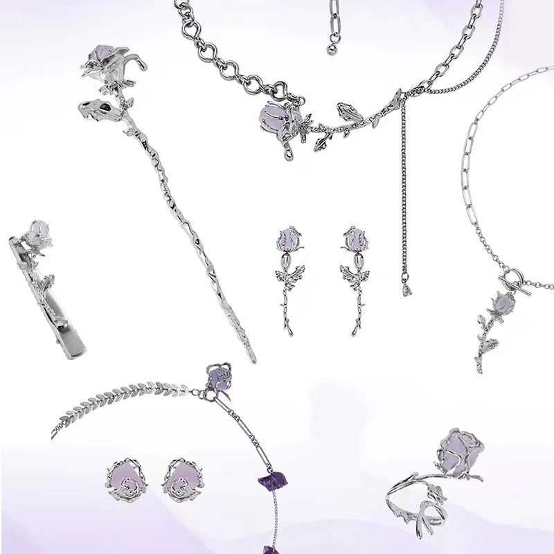 Original Metal Rose Series Earrings Female New Chinese Niche Design Advanced Sense S925 Silver