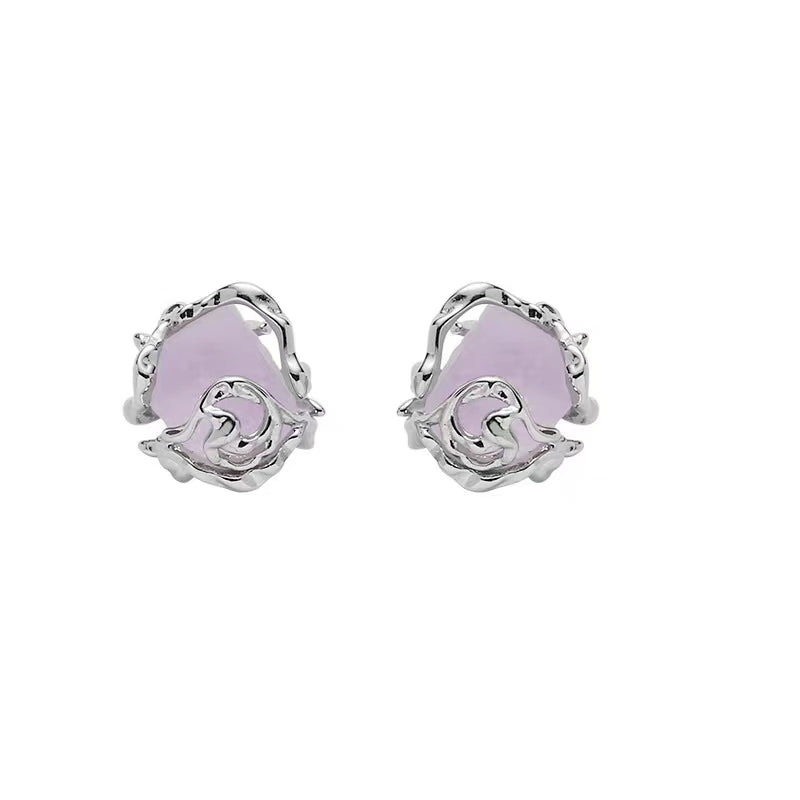 Original Metal Rose Series Earrings Female New Chinese Niche Design Advanced Sense S925 Silver
