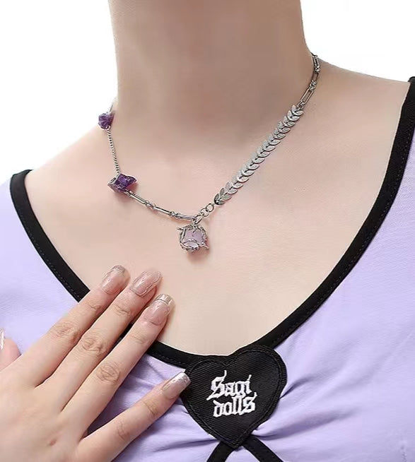 Purple glacier series necklace female new Chinese style sweet cool wind fresh fashion babes necklace