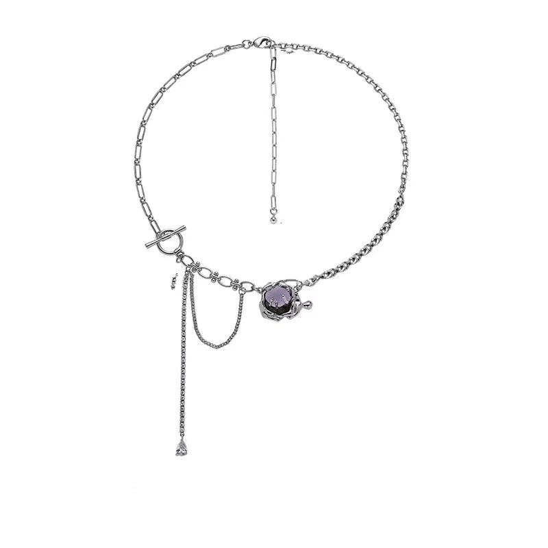 Purple glacier series necklace female new Chinese style sweet cool wind fresh fashion babes necklace