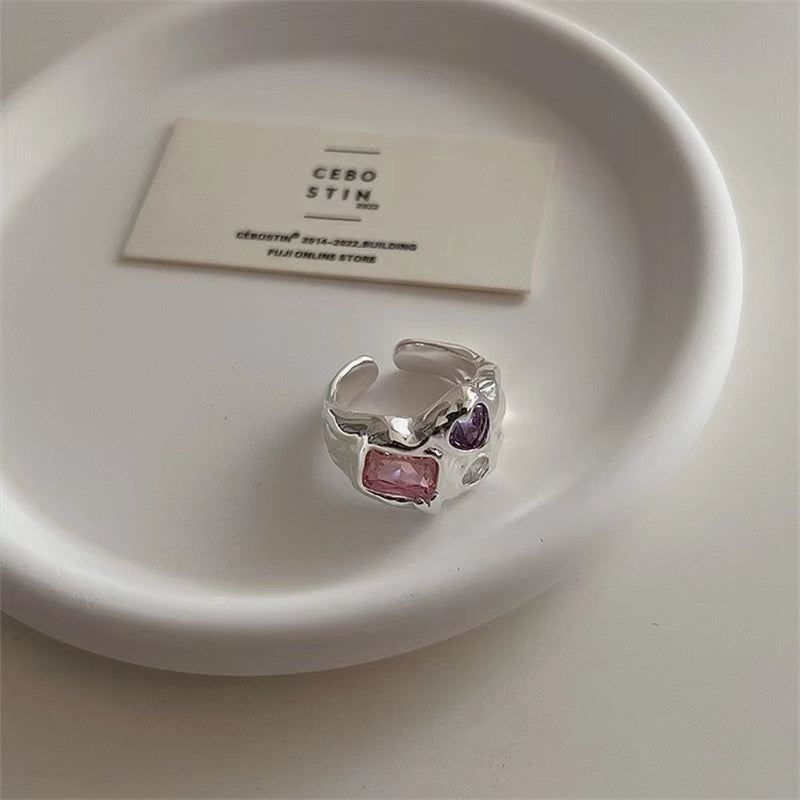Purple Milky Way Romantic Rhinestone Love Wave Texture Small Band