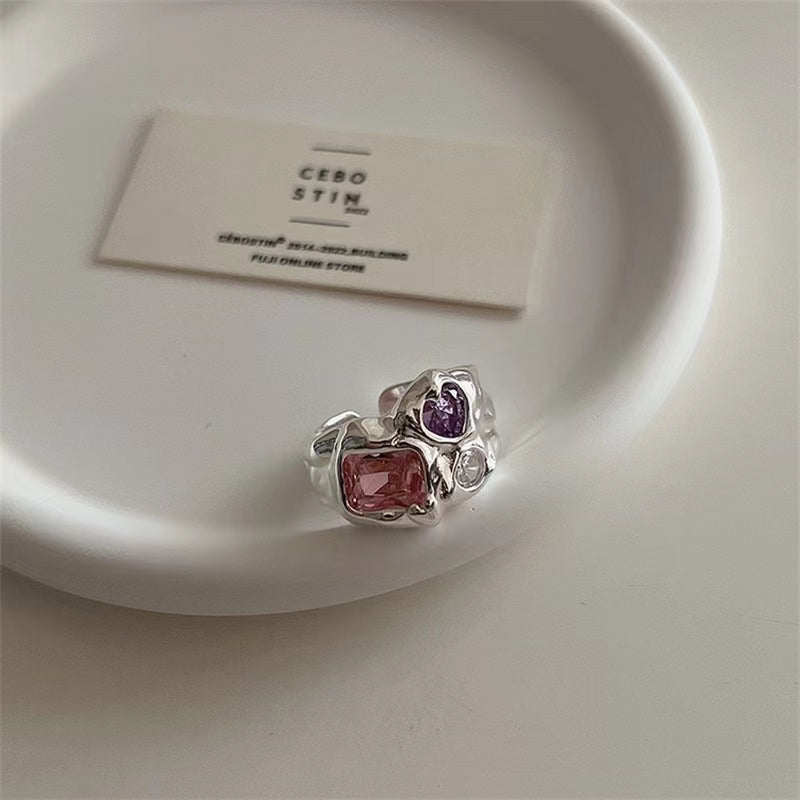 Purple Milky Way Romantic Rhinestone Love Wave Texture Small Band