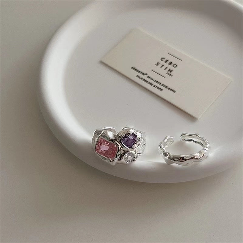 Purple Milky Way Romantic Rhinestone Love Wave Texture Small Band