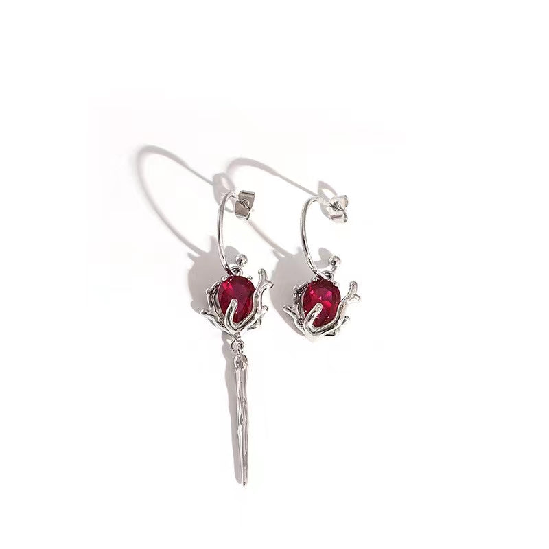 Insomnia artist asymmetric earrings female minority dark 925 silver