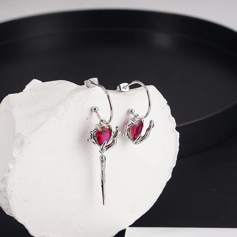 Insomnia artist asymmetric earrings female minority dark 925 silver
