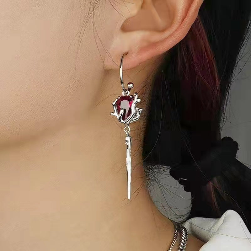 Insomnia artist asymmetric earrings female minority dark 925 silver