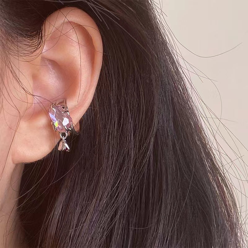 New pink zircon ear bone clip can be used as a tail ring ins personality niche design jewelry