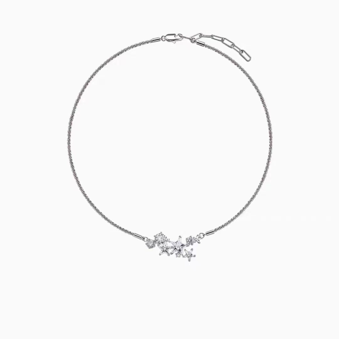Species Shining Five pointed Star Versatility Back hanging Zircon Earrings Open Ring Collar Necklace