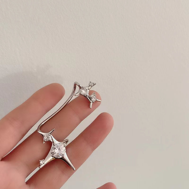 Cool wind, super shiny, star river, irregular cross awn star, integrated ear hook